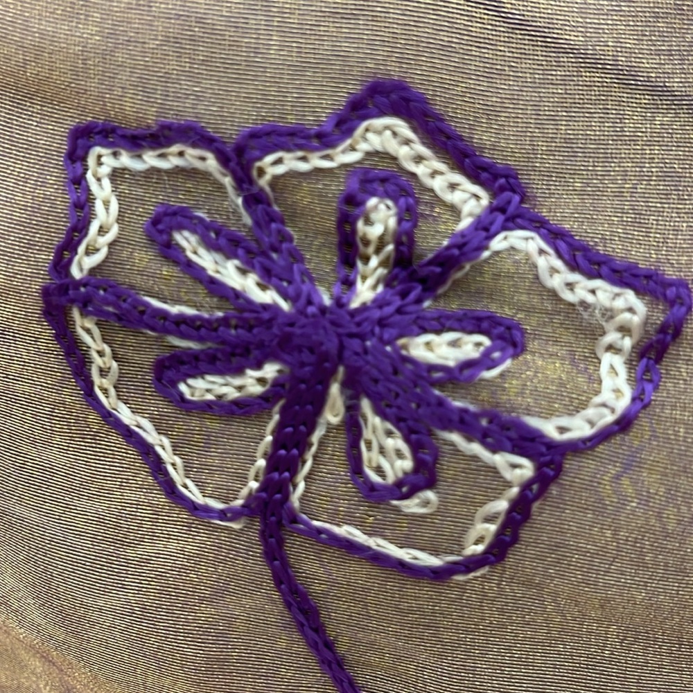 Gold/Bronze Metallic Shimmery Vintage Wrap with Purple Flowers - Picture 7 of 10